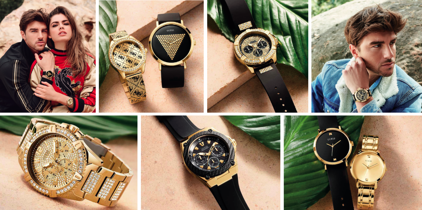 guess black and gold trainers